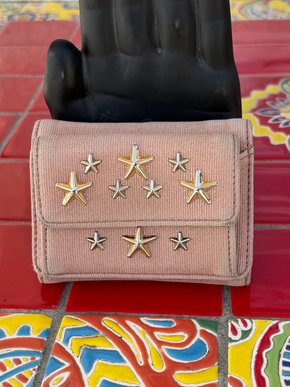 Jimmy Choo Nemo Star Studs Canvas Wallet